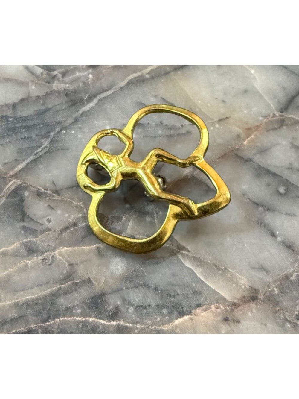 Vintage 1960's Girl Scout Brownie Membership Pin Brooch Gold-Tone
